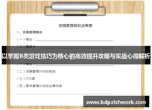 以掌握B类游戏技巧为核心的高效提升攻略与实战心得解析